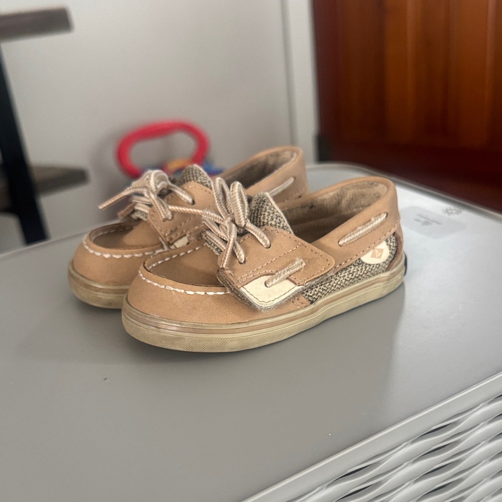 Sperry Tan and Cream Toddler Boat shoes